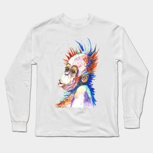 Cute Rainbow Orangutan Monkey painting Long Sleeve T-Shirt